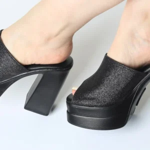 صندل لژدار پاشنه 12 سانت لمه مشکی